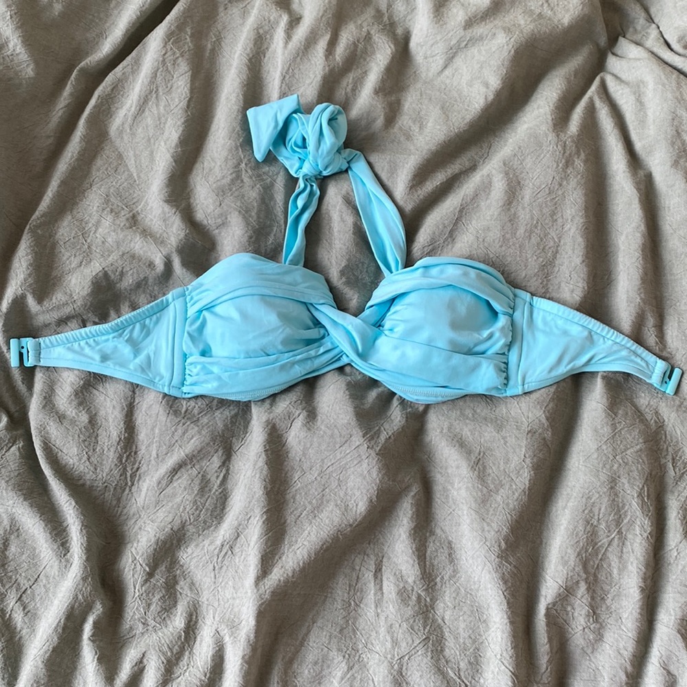 Women’s (32C) Seafolly Aqua Blue Halter Twist Bikini Top
